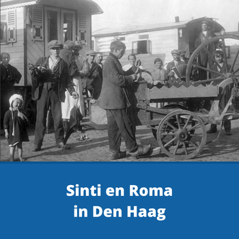 Sinti en Roma in Den Haag, zicht op woonwagens en bewoners